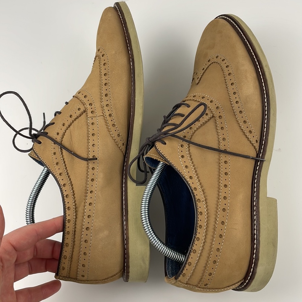 Gordon Rush | Leather Tan Lace Up Wingtip Oxford Academia Formal Shoes 10.5 - Picture 7 of 10